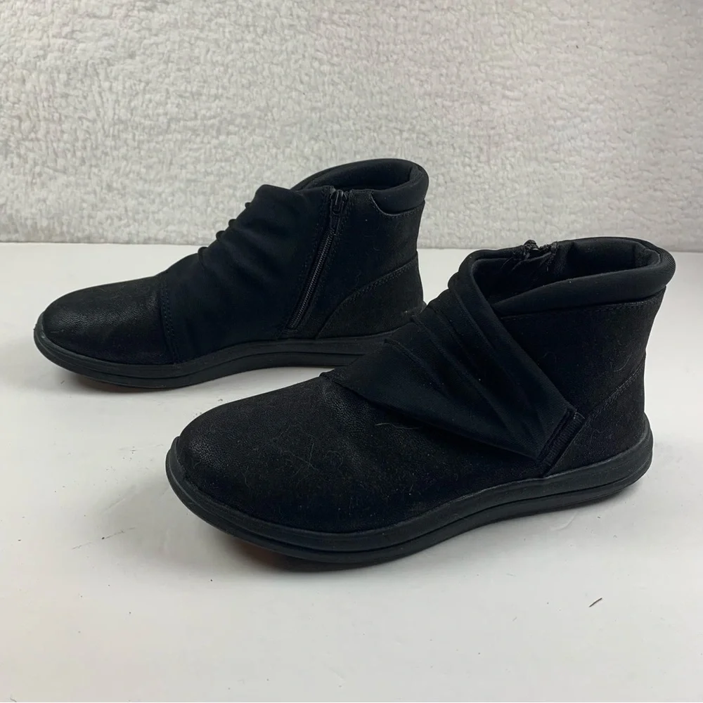 Clarks Womens 6.5 W Cloudsteppers Casual Ankle Boots‎ Black Sillian Tana 7628